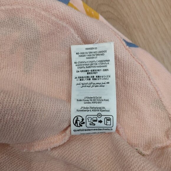 Mini Boden Cosy Sweatshirt Dress Girls Sz 6-7 Tulip Flower Print Pockets Pink - Picture 7 of 8